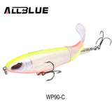 ALLBLUE Whopper Popper Topwater Fishing Lure 13g 9cm Artificial Bait Hard Fishing Plopper Hook Soft Rotating Tail Fishing Tackle