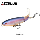 ALLBLUE Whopper Popper Topwater Fishing Lure 13g 9cm Artificial Bait Hard Fishing Plopper Hook Soft Rotating Tail Fishing Tackle