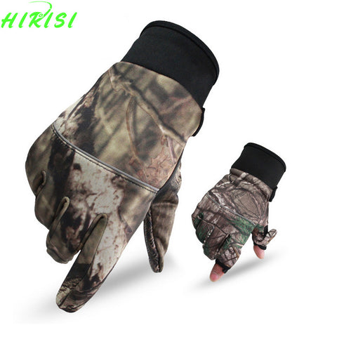 Camo Fishing Gloves Hunting Gloves Anti-Slip 2 Fingers Cut Camping Cycling Half Finger Gloves