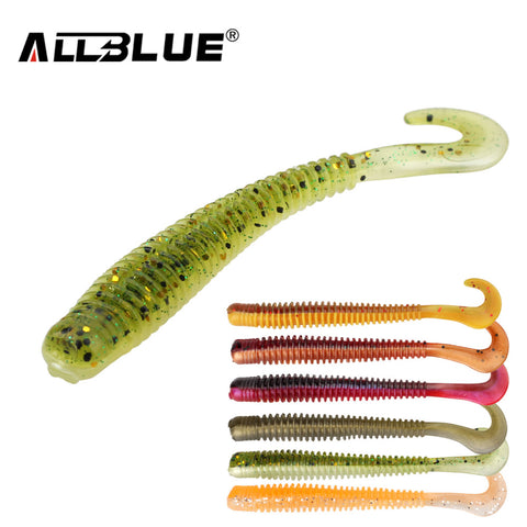 ALLBLUE 8pcs/lot 8cm 2g Silicone Ribbed Body Curly Tail Soft Lure Curltail Grub Artificial Bait for Bass&Perch&Pike Fishing Lure