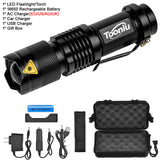 Tooniu Mini Zoom cree XML L2 T6 Flashlight Led Torch 5 mode 3800 Lumens waterproof 18650 Rechargeable battery