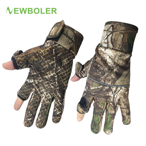 Winter Fishing Gloves Camouflage Full/2 Half Finger Gloves Hunting Camping Anti Slip Gel Outdoor Sports Keep Warm Gloves Camo