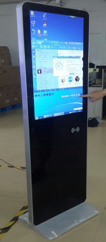 Check in out lcd digital signage kiosk with digital facial fingerprint scanner ID memeber card Recognition time recordin
